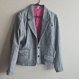 Old Navy Gray Tweed Blazer with Pink Lining